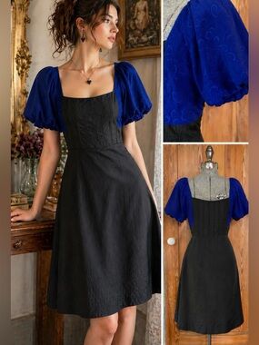 Moulinette Soeurs Anthropologie Corset Dress Puff Sleeve Romantic Victorian~10💛🎀